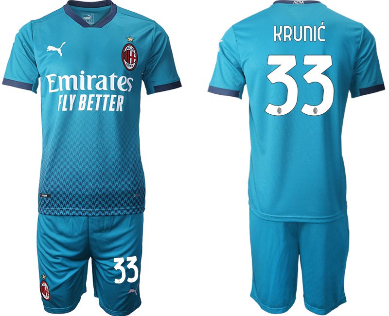 Men 2020-2021 club AC milan away #33 blue Soccer Jerseys->ac milan jersey->Soccer Club Jersey